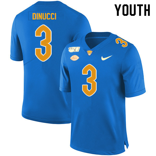 2019 Youth #3 Ben DiNucci Pitt Panthers College Football Jerseys Sale-Royal